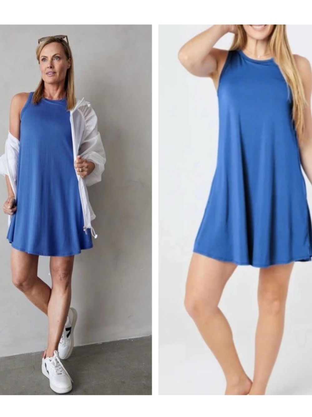 SheBird The Tunic Tank Bra Dress in Blue